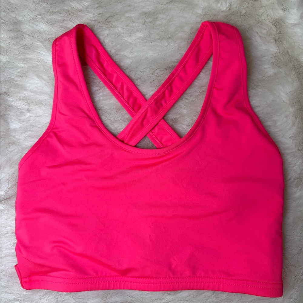 SHEIN Hot Pink Crisscross Sports Bra